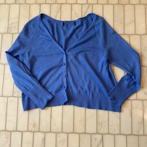 Baby blue small v-neck women’s button up sweater